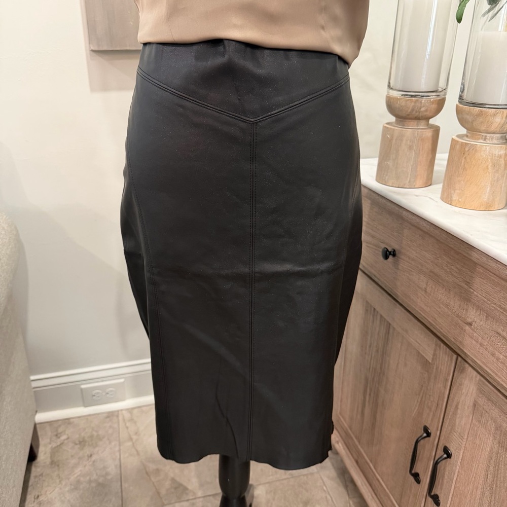 Express High Waist Black Faux Leather Pencil Skirt